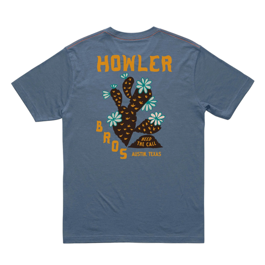 HOWLER BROTHERS - MEN'S PRICKLY PEAR POCKET T-SHIRT IN BLUE HORIZON