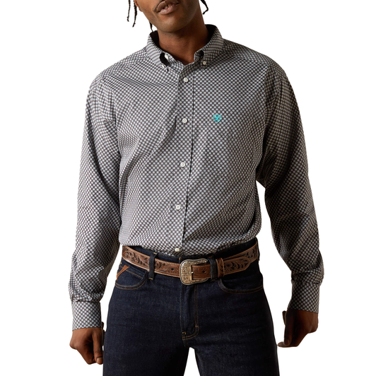 ARIAT - MEN'S WRINKLE FREE CALEB CLASSIC FIT LONG SLEEVE SHIRT IN DARK GREY