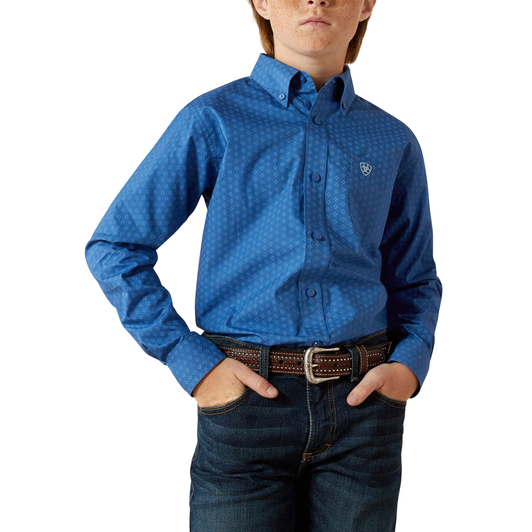 ARIAT - BOY'S STRATFORD CLASSIC FIT LONG SLEEVE SHIRT ROYAL BLUE