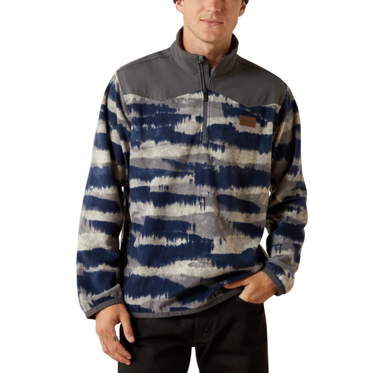 ARIAT - MEN'S BASIS GREY FLEECE QUARTER ZIP SWEATER PULLOVER