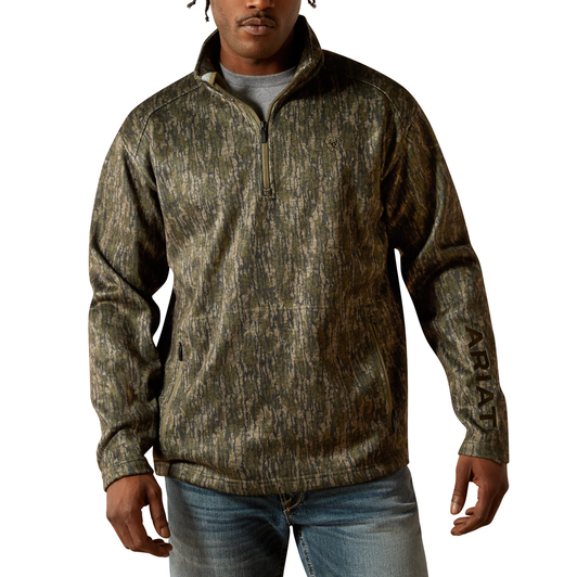 ARIAT - MEN'S CALDWELL LOGO 1/4 ZIP SWEATER IN GREEN CAMO