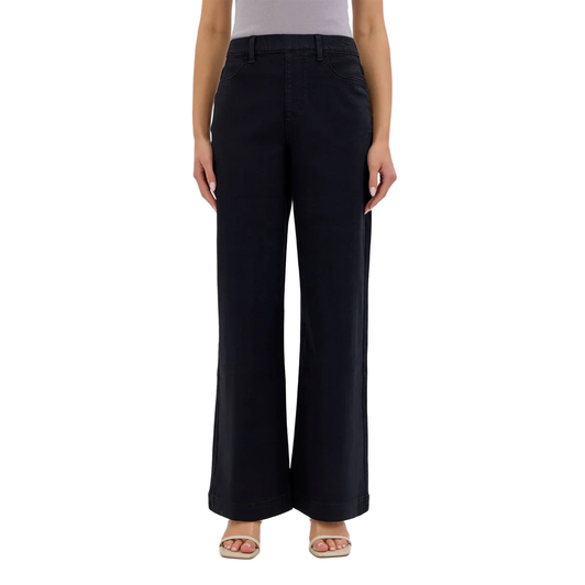 CELLO - WOMEN'S PAISLEY HIGH RISE WIDE LEG DENIM PANTS IN BLACK