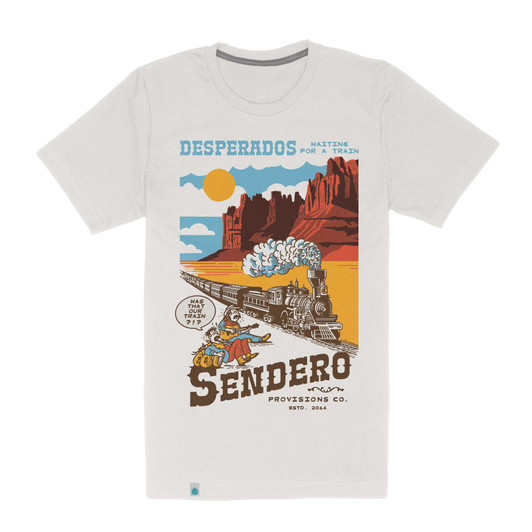 SENDERO PROVISIONS - MEN'S TRAIN WAITIN' T-SHIRT IN WHITE