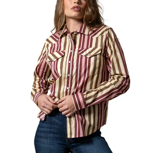 KIMES RANCH - WOMEN'S KAI LONG SLEEVE SHIRT IN MAROON
