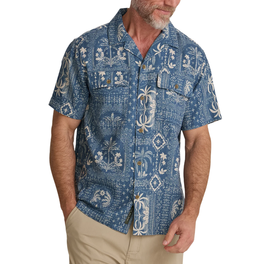 HOWLER BROTHERS - MEN'S SHORES CLUB SHIRT IN PALMETTO PROPHECY : STORM BLUE