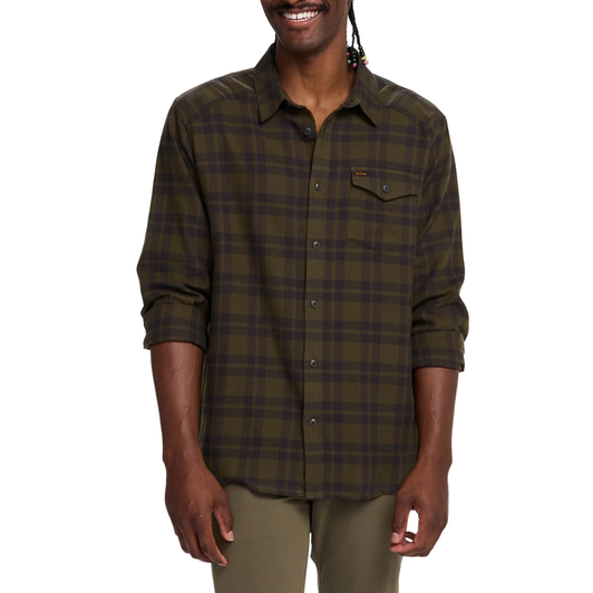 HOWLER BROTHERS - MEN'S LA GRANGE LIGHTWEIGHT FLANNEL SHIRT IN COHEN PLAID DARK OLIVE