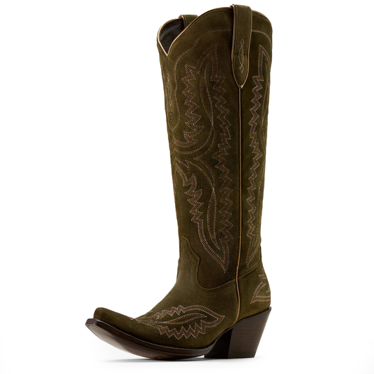 ARIAT - WOMEN'S CASANOVA X TOE WESTERN BOOTS IN SOFT OLIVE SUEDE