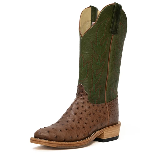OLATHE - MEN'S RUM BROWN OSTRICH JADE BISON BOOTS