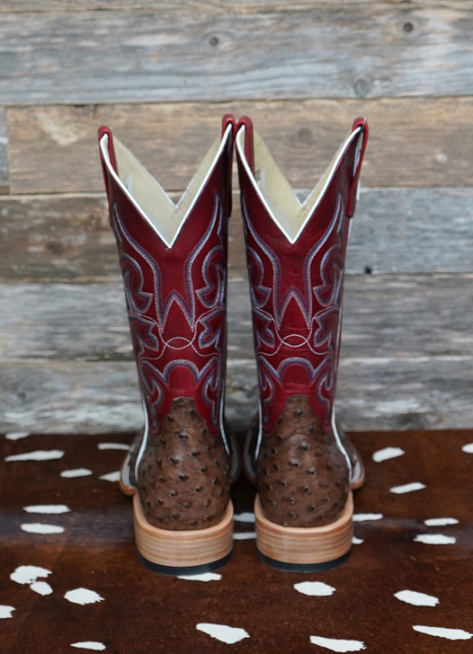 MACIE BEAN - WOMEN'S TOP HAND KANGO TOBACCO OSTRICH BOOTS IN RED