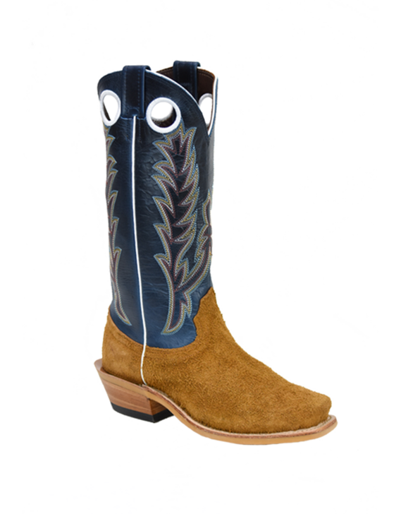 FENOGLIO- MEN'S RED BROWN ROUGHOUT BOOTS WITH BLUE BIOS