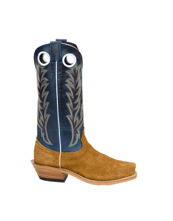 FENOGLIO- MEN'S RED BROWN ROUGHOUT BOOTS WITH BLUE BIOS