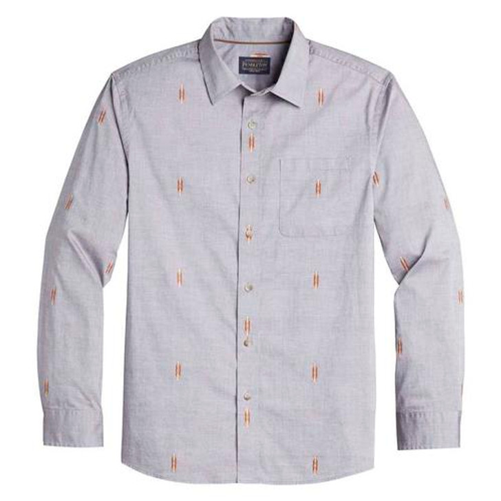 PENDLETON- CARSON SHIRT IN CHAMBRAY & BROWN