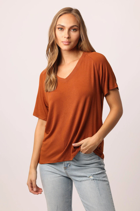 ANOTHER LOVE- TAYLOR RAGLAN SLEEVE TOP IN GINGERBREAD