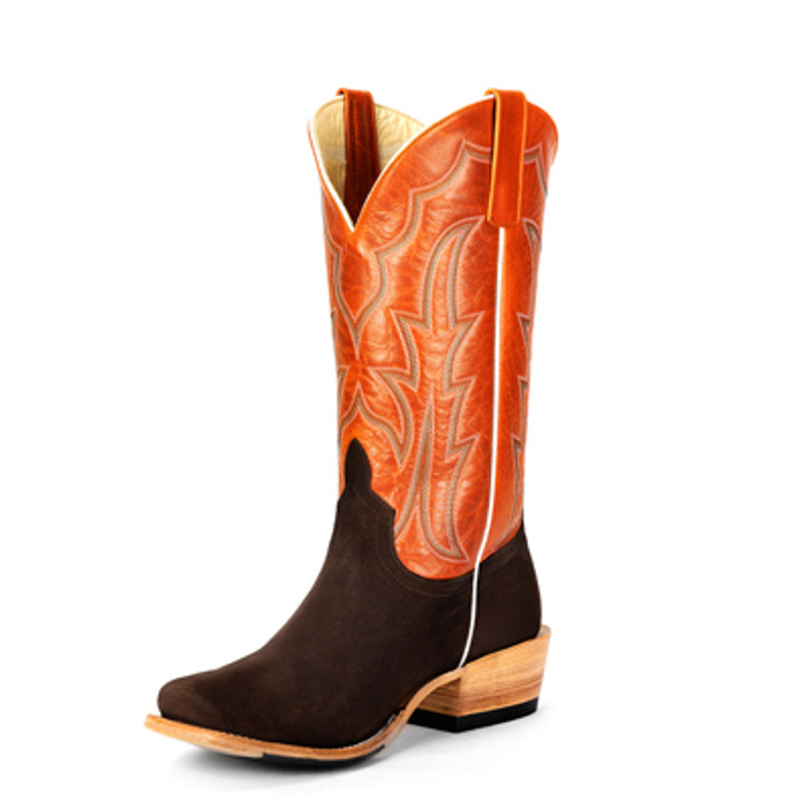 HORSE POWER- MEN'S TOP HAND CHOCOLATE SUEDE & TANGERINE BOOTS