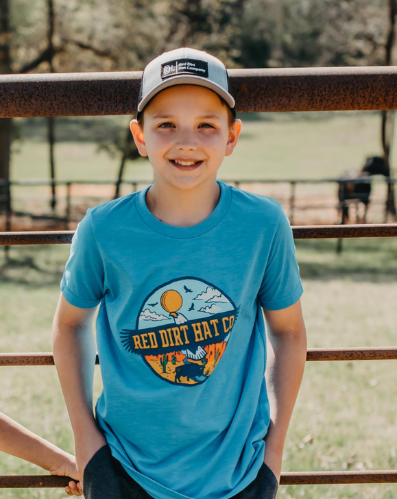 RED DIRT DESIGNS- YOUTH EAGLE TEE IN AQUA