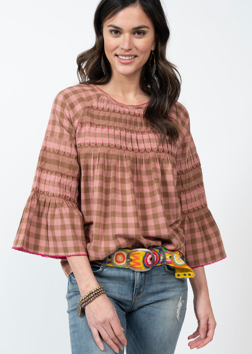 CONNECT IN CHECK TOP IN PINK BY IVY JANE