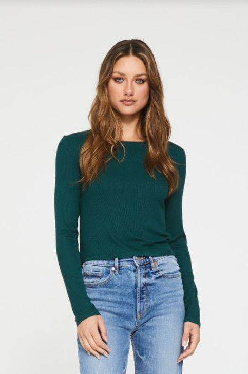 LONG SLEEVE CREW NECK SANJA CROP IN EMERALD BY ANOTHER LOVE