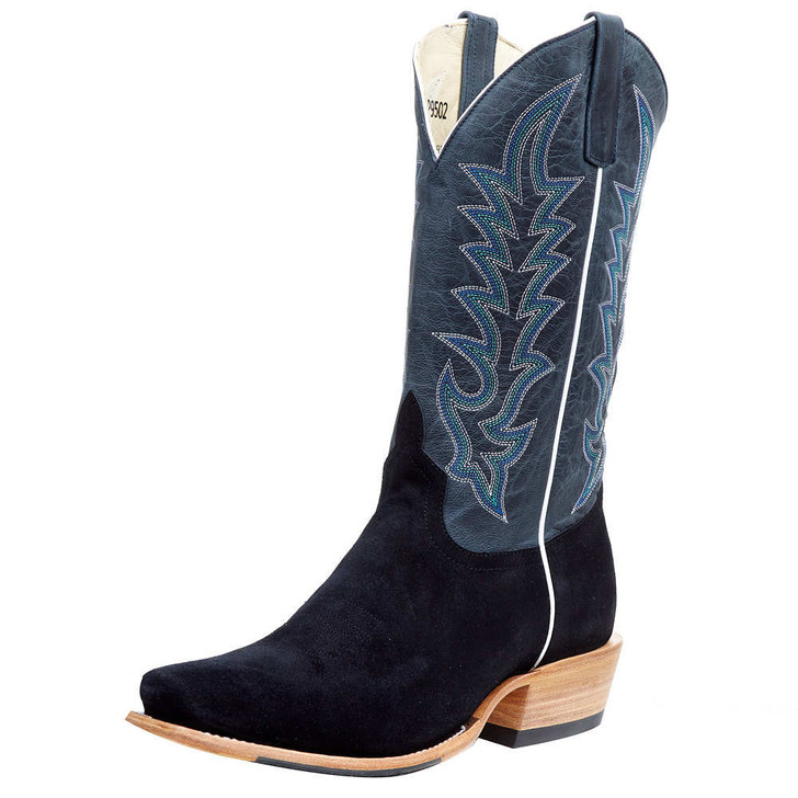 HORSE POWER- MEN'S TOP HAND BLACK SUEDE & BLUE BOOTS