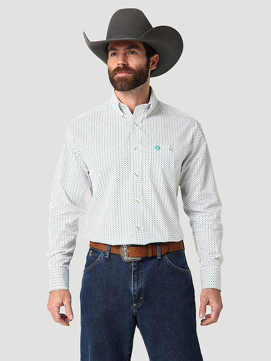 GEORGE STRAIT LONG SLEEVE SHIRT IN DOTTED SEA BY WRANGLER