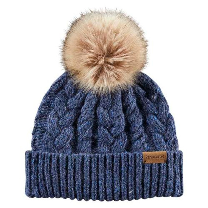 CABLE KNIT HAT IN DENIM BLUE BY PENDLETON