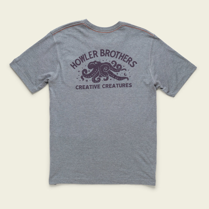 CREATIVE CREATURES - OCTOPUS - POCKET TEE IN GREY BY HOWLER BROTHERS