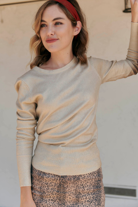 GRETA GILDED SWEATER IN GOLD BY ANOTHER LOVE