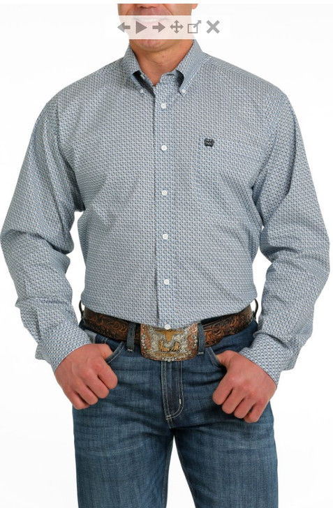 MENS LONG SLEEVE SHIRT BY CINCH - BLUE AND WHITE