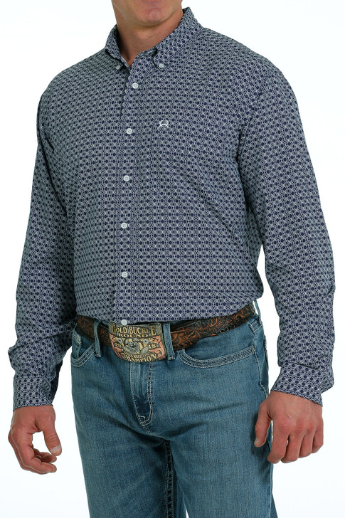 CINCH- MEN'S LONG SLEEVE ARENFLEX SHIRT IN DARK BLUE