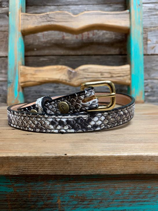 DOUBLE J COBRA SNAKE PRINT LEATHER BELT