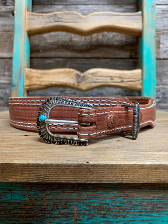 DOUBLE J BELT WITH TURQUOISE AND SILVER BUCKLE