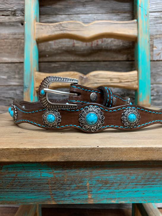 DOUBLE J  SADDLERY- WOMEN'S LEATHER SCALLOPED BELT