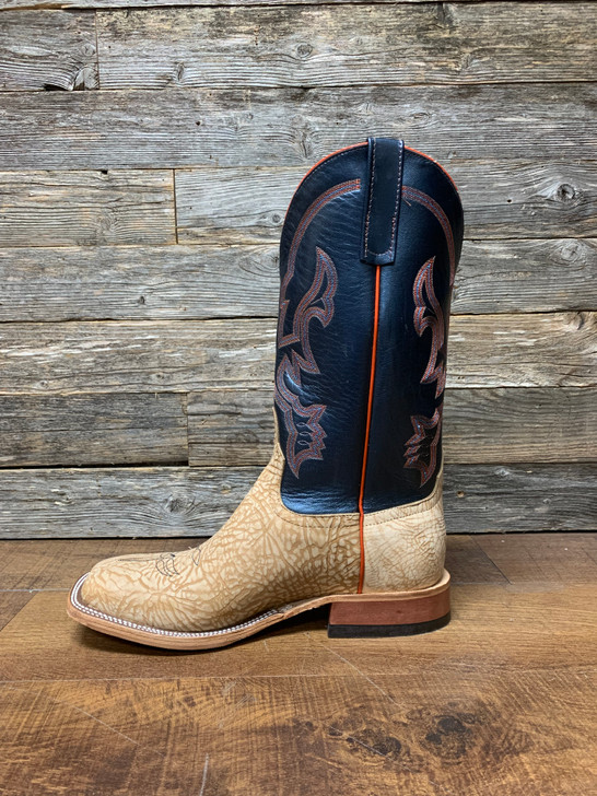 ANDERSON BEAN - MEN'S TAN WASHED SHOULDER REGAL BLUE LUSTER KIDSKIN BOOTS