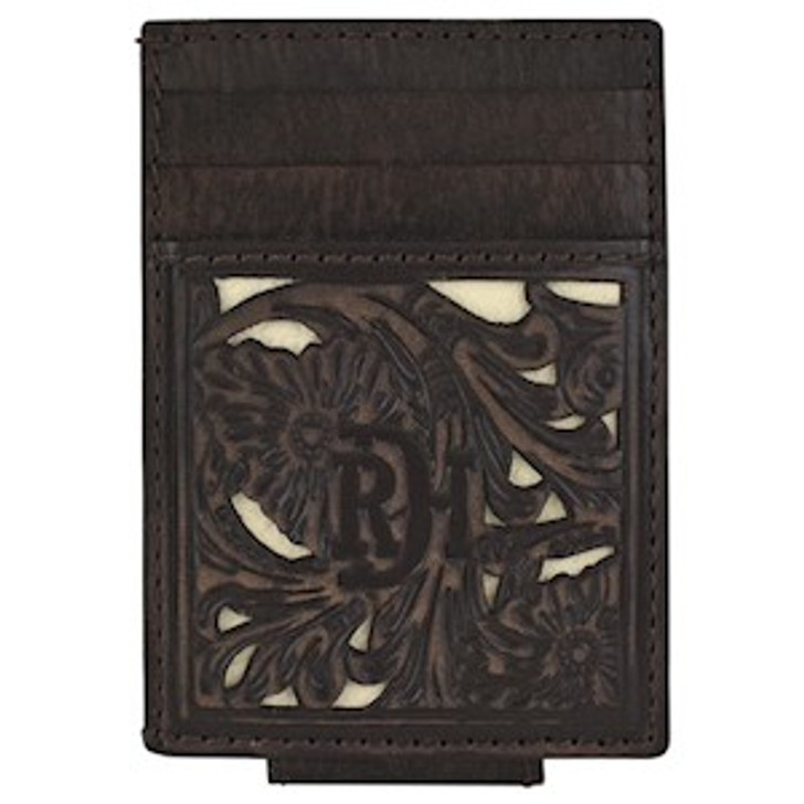 RED DIRT HAT CO- CARD CASE WITH MAGNET CLIP IN DARK BROWN WITH IVORY UNDERLAY