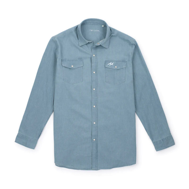 TWO DOVE- MEN'S "THE KLEBERG" LONG SLEEVE DENIM SHIRT