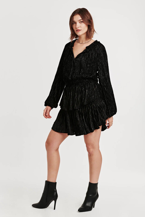 DEAR JOHN- FAYE RAGLAN SLEEVE DRESS IN BLACK LUREX