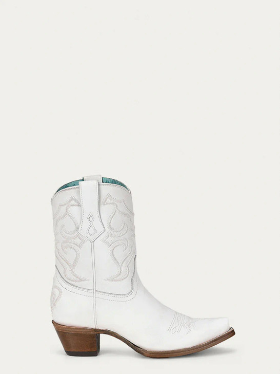 CORRAL- WOMEN'S WHITE EMBELLISHED ANKLE BOOTS