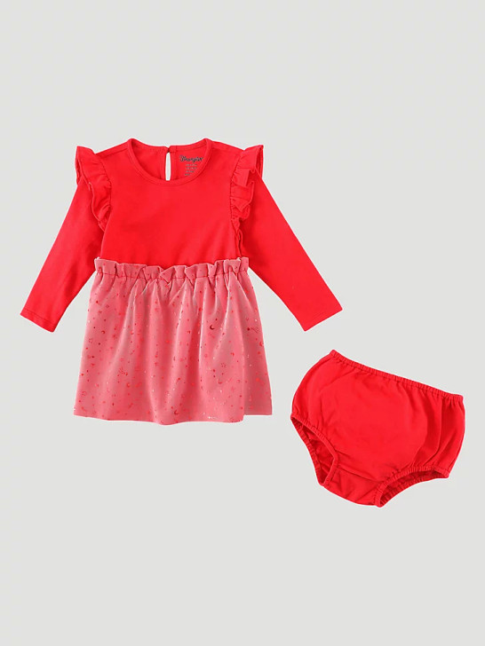 WRANGLER- BABY GIRL PAPERBAG SKIRT DRESS IN RED