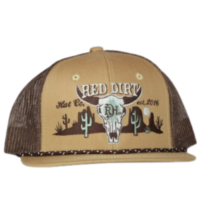 RED DIRT HAT CO.- BONE HEAD HAT IN TAN & BROWN