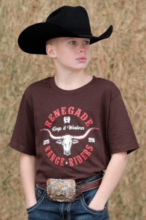 CINCH- BOY'S RENEGADE RANGE RIDERS TEE IN BROWN