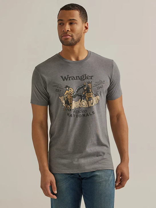 WRANGLER- MEN'S RODEO NATIONALS GRAPHIC T-SHIRT IN PEWTER