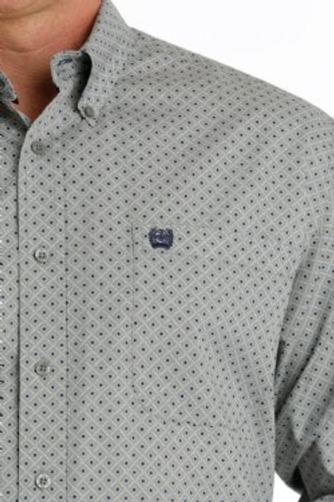 CINCH- MEN'S GEOMETRIC PRINT BUTTON-DOWN WESTERN SHIRT IN GRAY