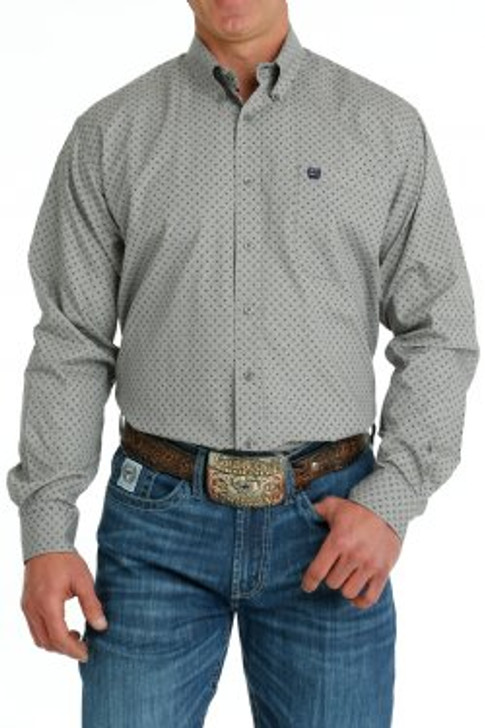 CINCH- MEN'S GEOMETRIC PRINT BUTTON-DOWN WESTERN SHIRT IN GRAY