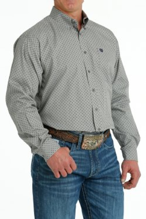 CINCH- MEN'S GEOMETRIC PRINT BUTTON-DOWN WESTERN SHIRT IN GRAY