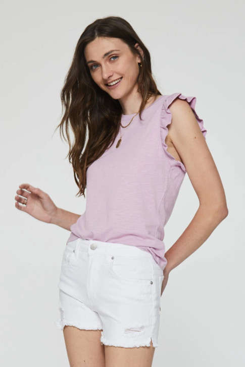 ANOTHER LOVE- NORTH RUFFLE TRIMMED TOP IN VERBENA