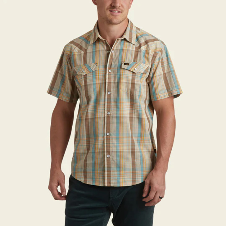 HOWLER BROTHERS- H BAR B SNAP SHIRT IN ATLAS PLAID: OTTER