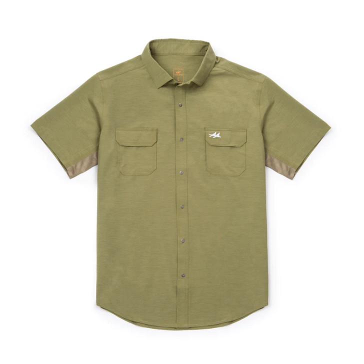 TWO DOVE- THE RIO ULTIMATE OUTDOOR BLEND SHORT SLEEVE SHIRT IN OLIVE GREEN