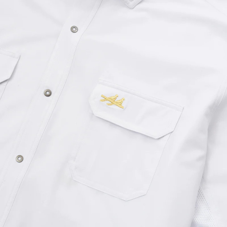 TWO DOVE- MEN'S ULTIMATE OUTDOOR BLEND LONG SLEEVE SHIRT IN WHITE