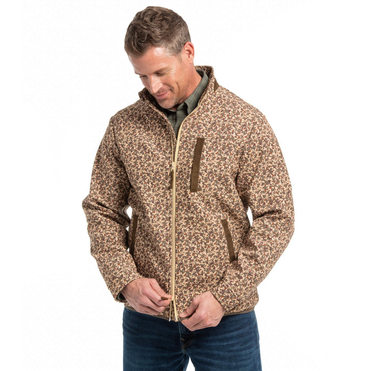 MADISON CREEK- MEN'S KEYSTONE LOW COUNTRY CAMO LIGHTWEIGHT PERFORMANCE SOFTSHELL JACKET IN TAN