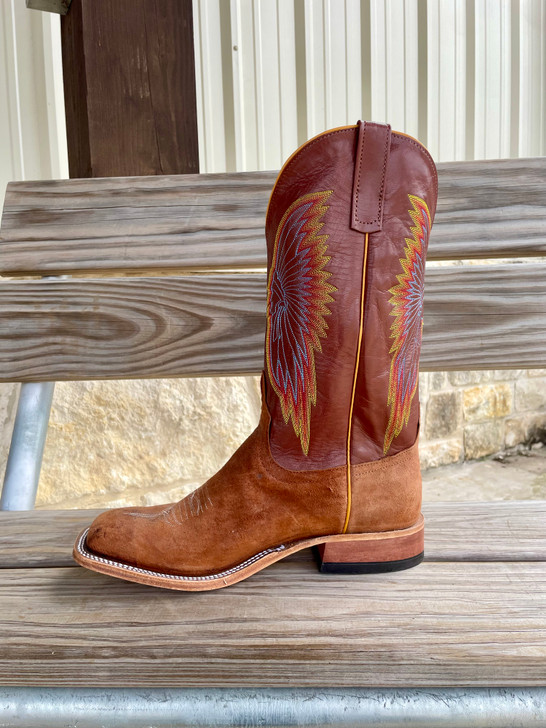 ANDERSON BEAN - MEN'S WAXY BROWN CALF AND COPPERHEAD KIDSKIN BOOTS