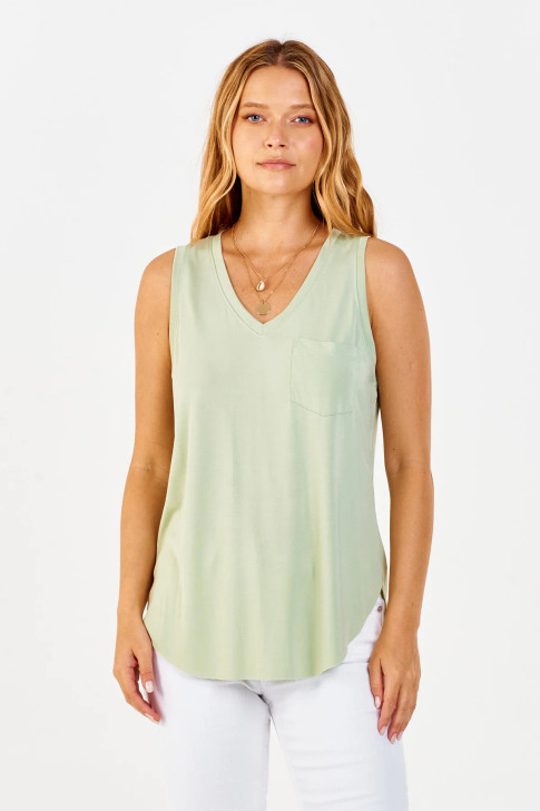ANOTHER LOVE- WOMEN'S ESTHER POCKET TANK IN PISTACHIO